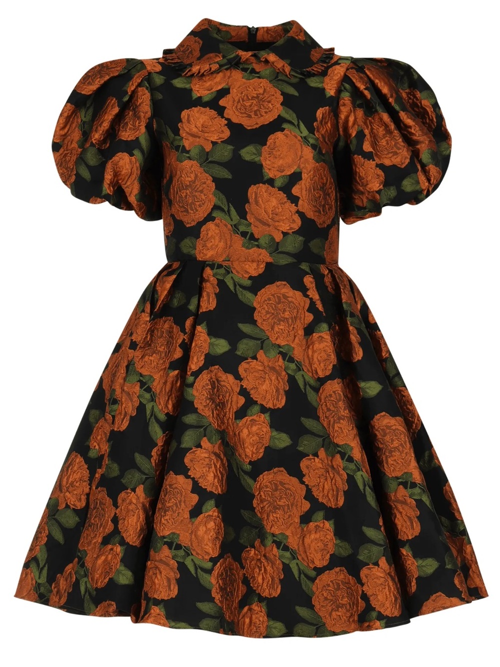 JessaKae Black Dress with Orange Floral Print
